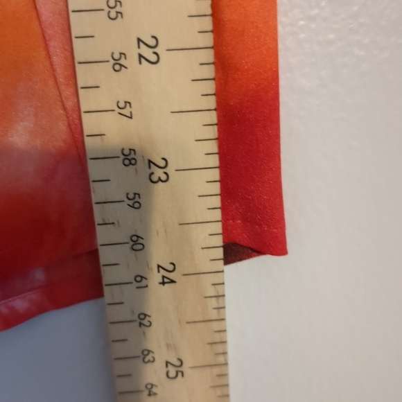 Calvin Klein Blouse Womens Small Orange Red and Black Abstract Sheer Button Up - Picture 6 of 7